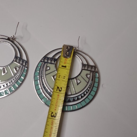 Large Heavy Round Dangle Earrings - Picture 9 of 10